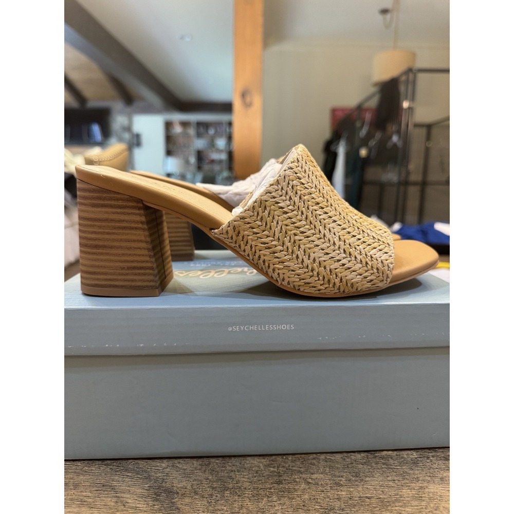 Seychelles Adapt Raffia Mules Sandal Natural Size 9 Beachy Coastal Neutral - Picture 2 of 11